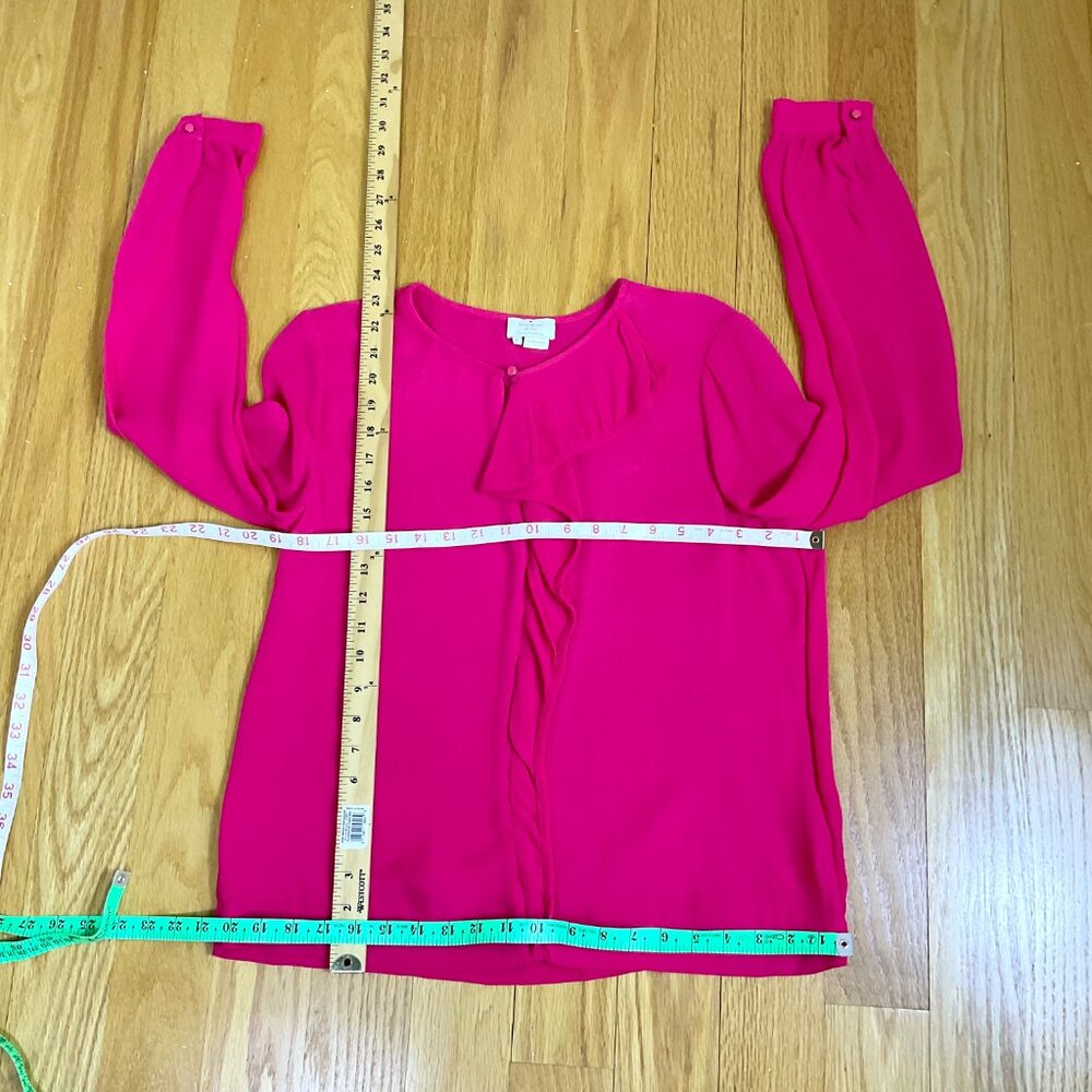 Kate Spade Blouse Long Sleeve Ruffle Collar Pink (8) - Picture 7 of 8